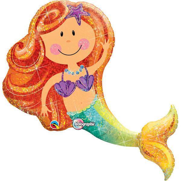 Holographic Merry Mermaid Die Cut Foil Balloon 38in / 97cm