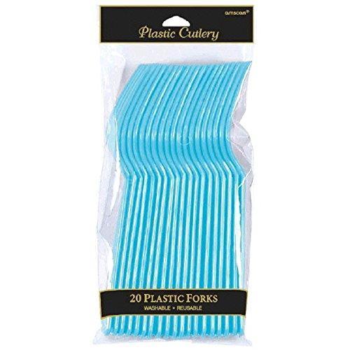 Plastic Cutlery Forks - Caribbean Blue - Pack of 20