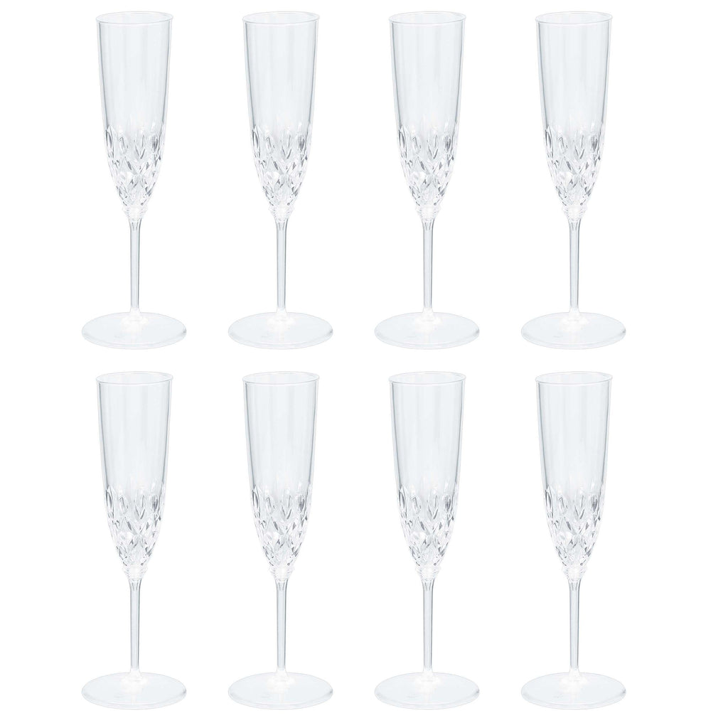 Crystal Look BX Champagne Flutes Plastic - Clear - Pack of 8