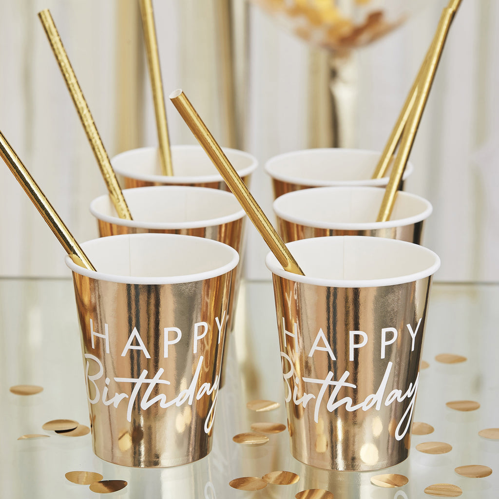 ginger-ray-gold-happy-birthday-party-cups-pack-of-8-ginr-mix-245