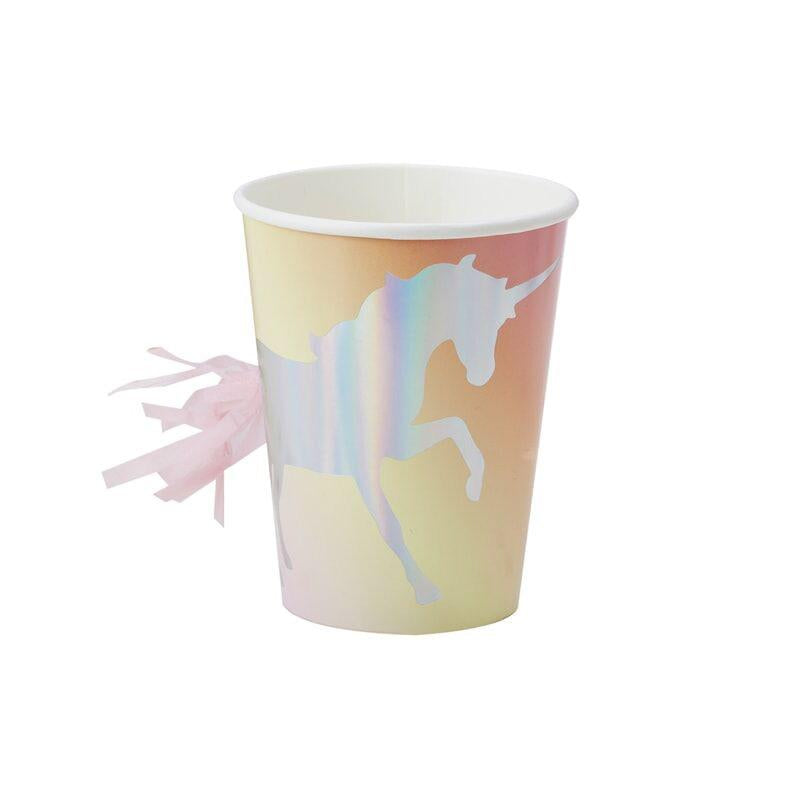 Iridescent Tassel Unicorn Cups - Pack of 8