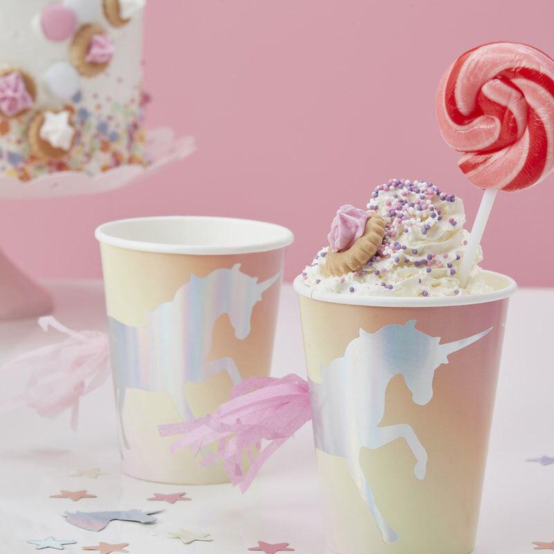 Iridescent Tassel Unicorn Cups - Pack of 8