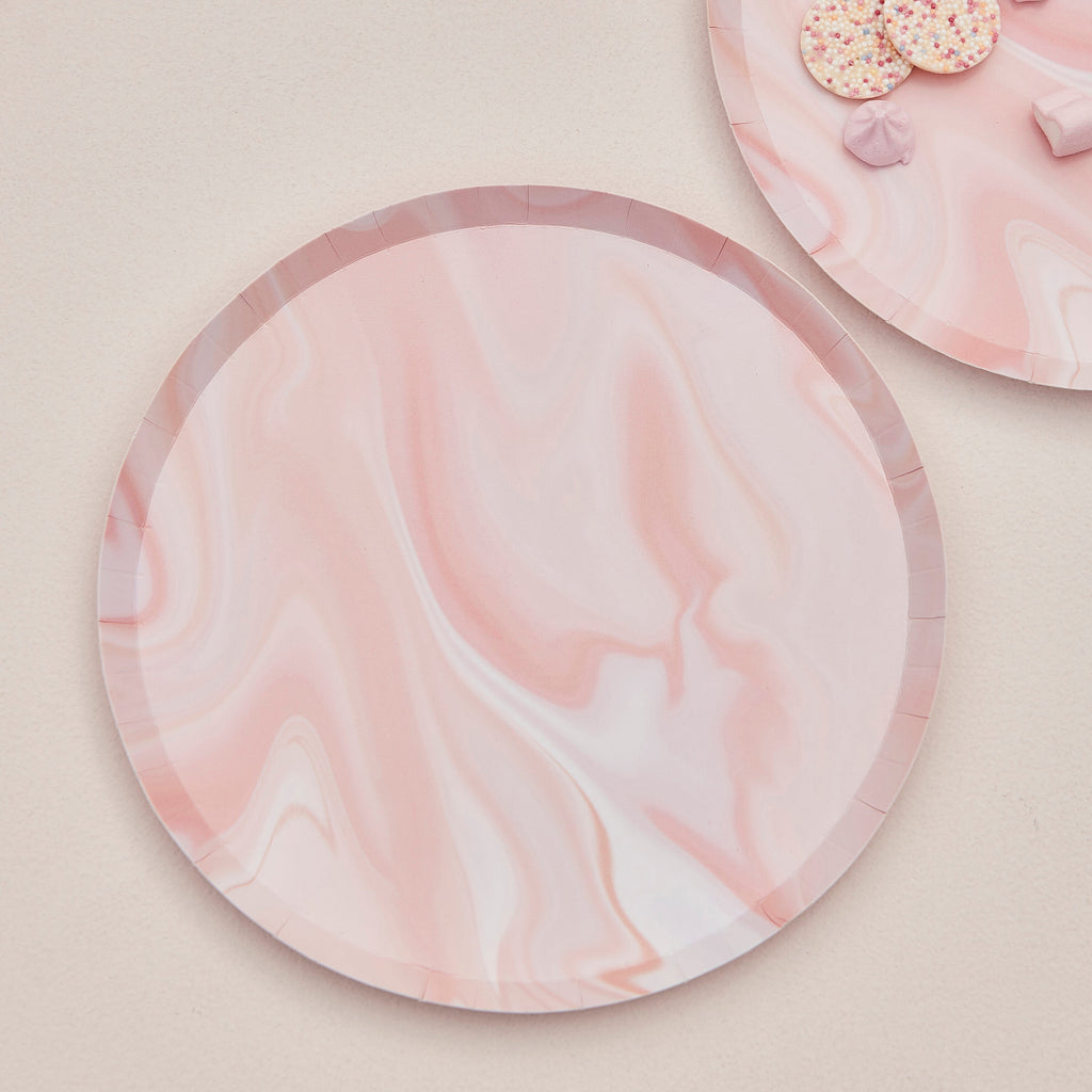 ginger-ray-pink-marble-print-paper-plates-pack-of-8-ginr-mix-622