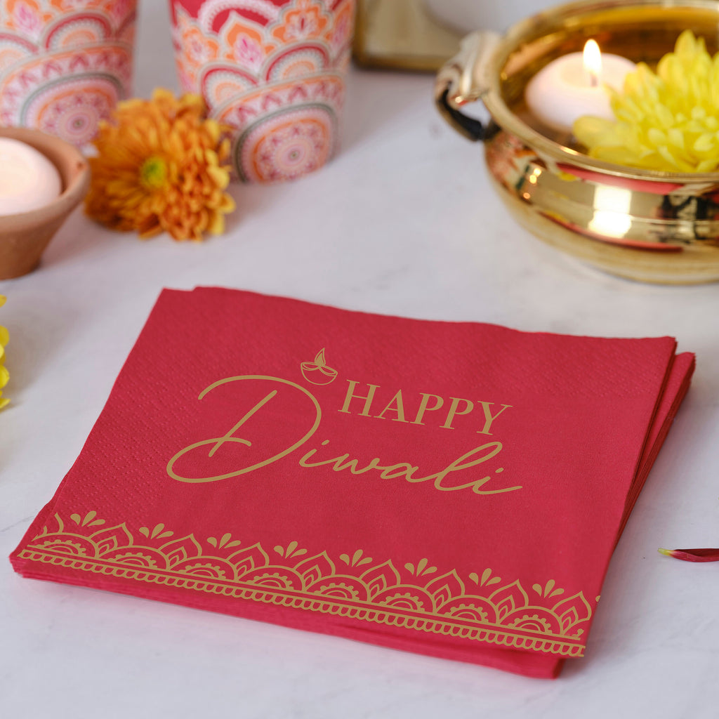 ginger-ray-red-happy-diwali-paper-napkins-pack-of-16-ginr-dw-108