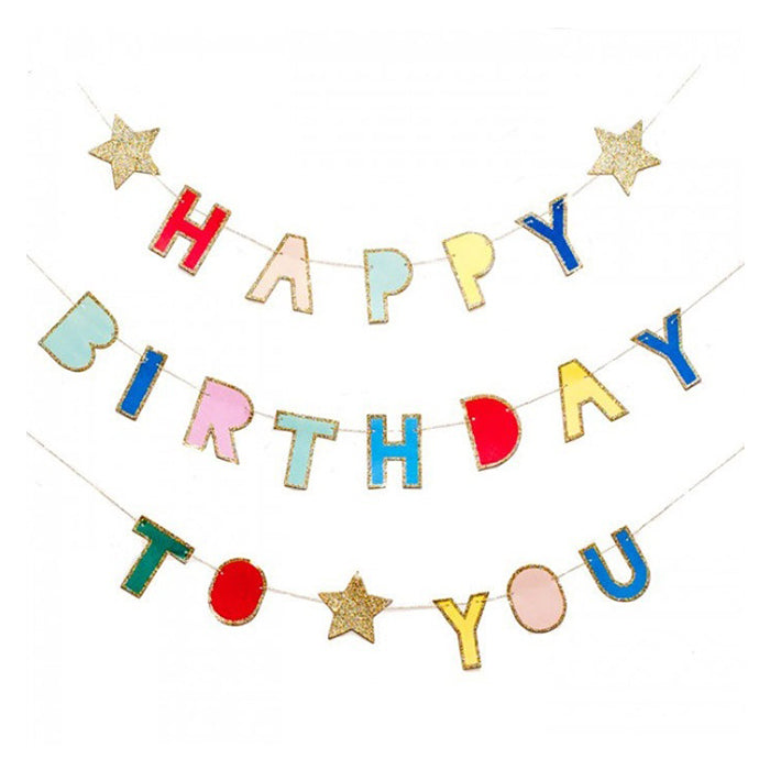 Colored Glitter Birthday Mini Garland